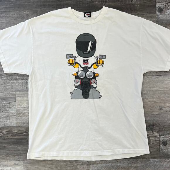 Vintage Y2k head Apparel Eat Sleep Race Mens XL Single Stitch T-Shirt Motorcycle - Picture 1 of 8